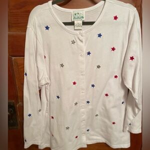 QuakerFactory White Cardigan with Stars